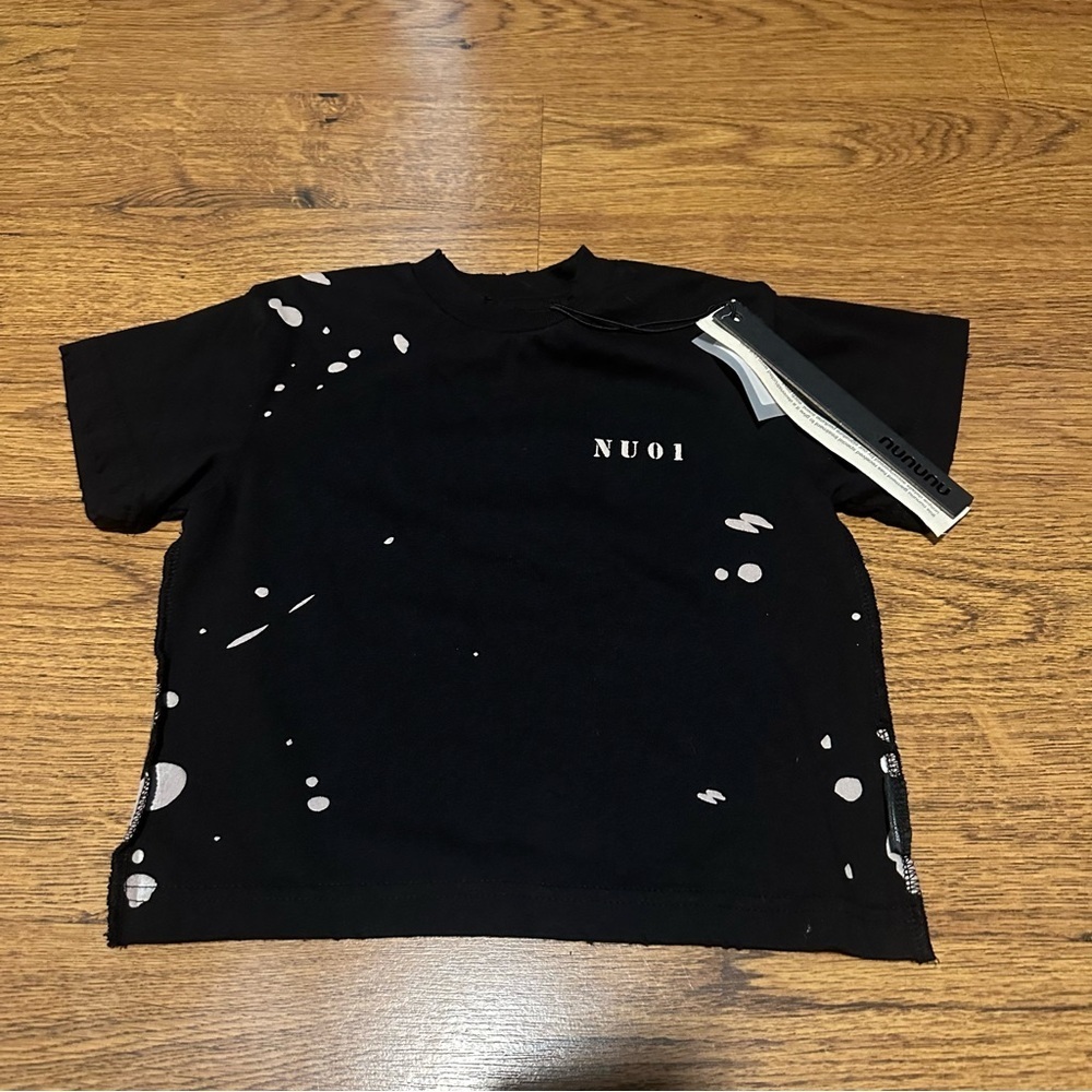 Nununu splash Black Kids T-Shirt short sleeve side 12-18 NWT crewneck NWT